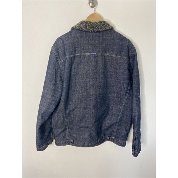Vintage Silver Jeans Denim Sherpa Lined Jacket Men L Made in Cananda - Picture 2 of 9